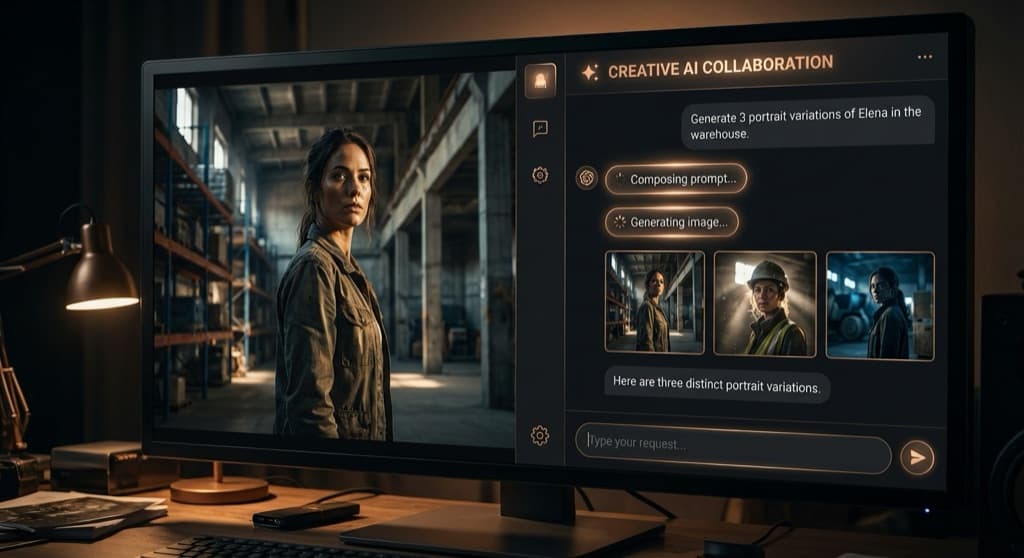 Skia Agent chat sidebar showing natural language direction